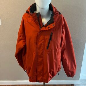 Free Country Men’s XL Burnt Orange Winter Jacket W/Hood,Zip Pockets,Compartments